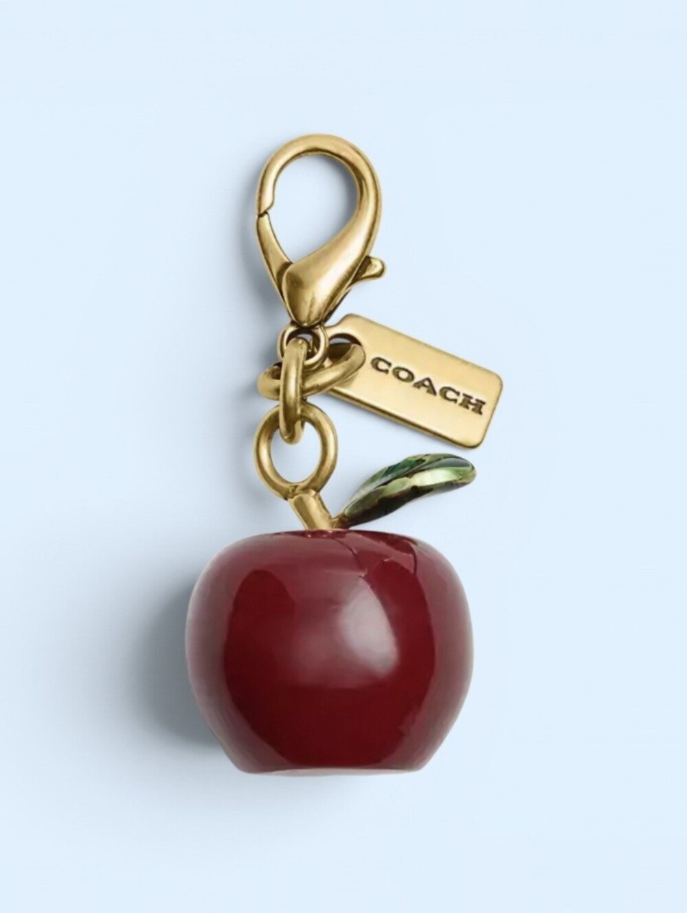 Coach Red Apple Charm with Gold Hardware